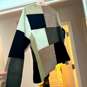 80s vintage suede jacket size medium multi color